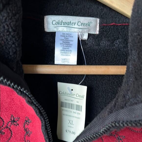 NWT Coldwater Creek Red and Black Women's Sweater Jacket - size XL - Picture 2 of 9